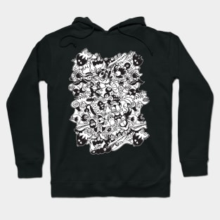 Black and white scary monsters in doodle art style Hoodie